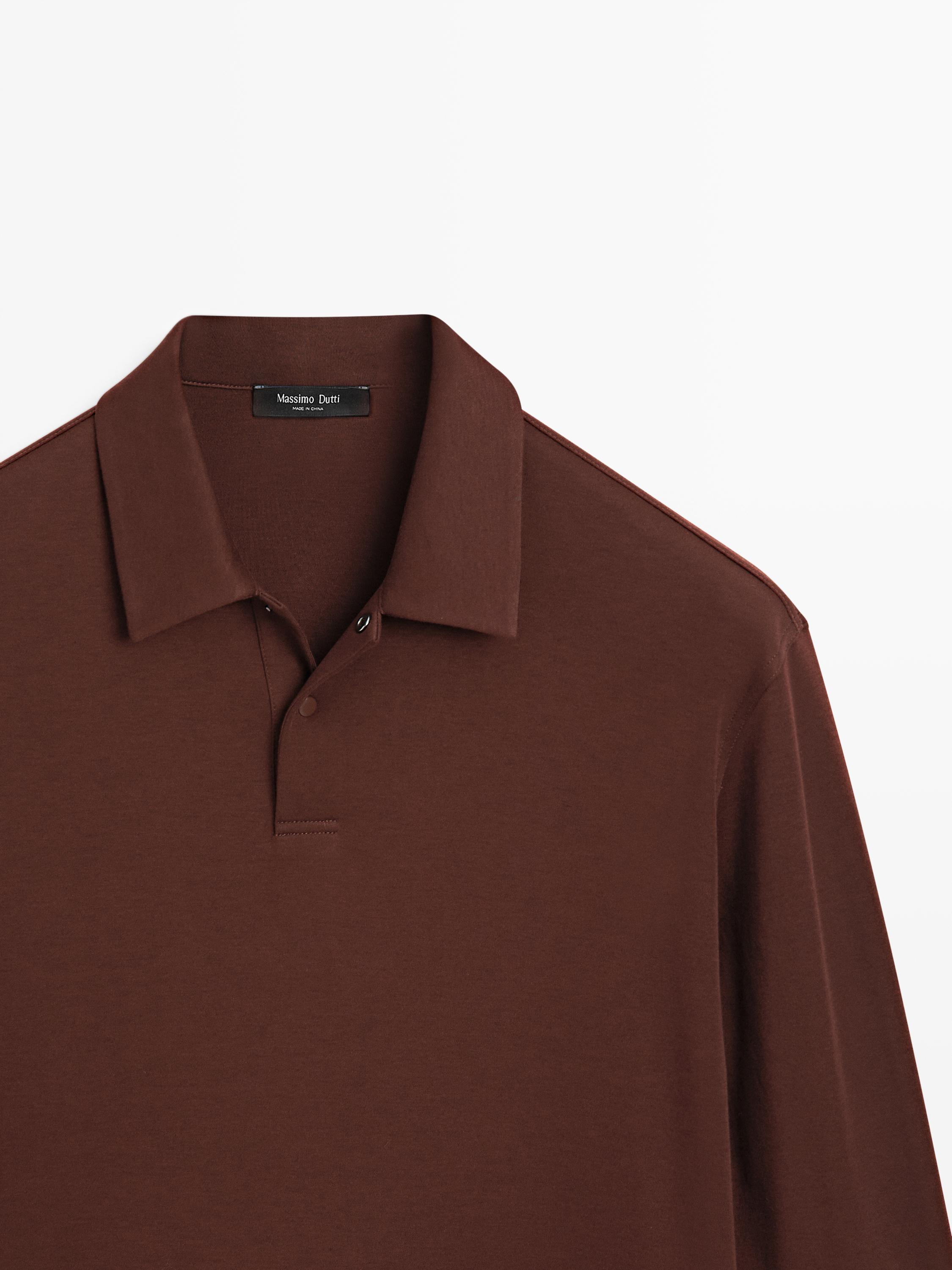 Long sleeve polo shirt with snap button